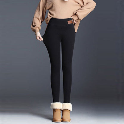 High waist warm fleece-lined leggings