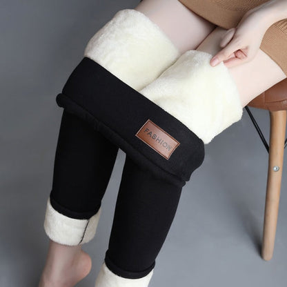 High waist warm fleece-lined leggings